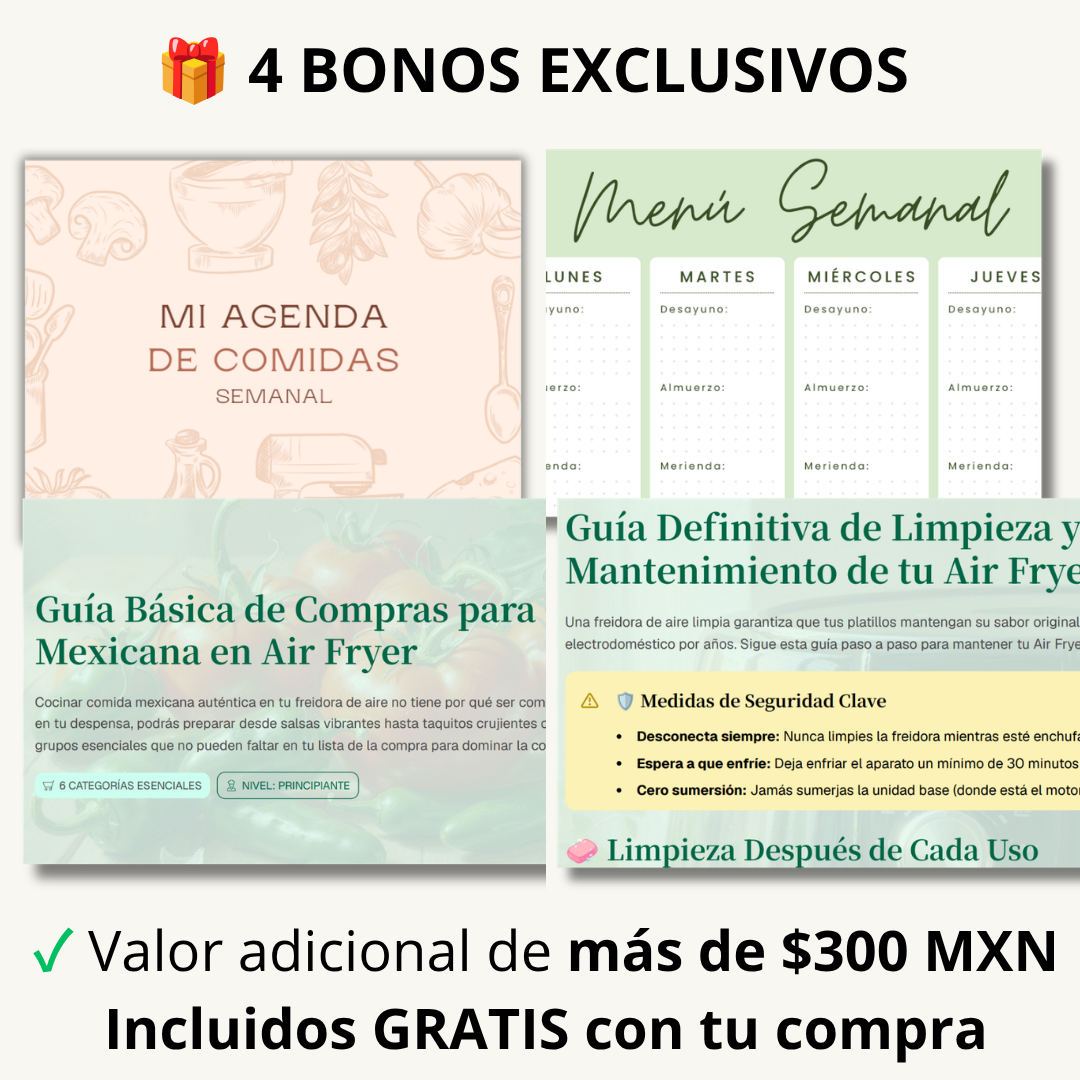 50 Recetas Mexicanas para Air Fryer + 4 Bonos GRATIS
