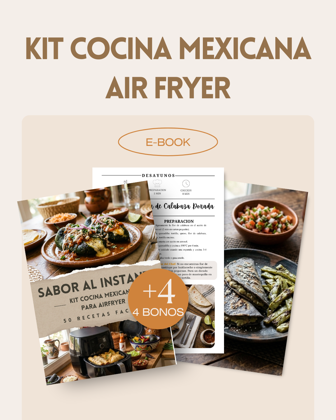 50 Recetas Mexicanas para Air Fryer + 4 Bonos GRATIS